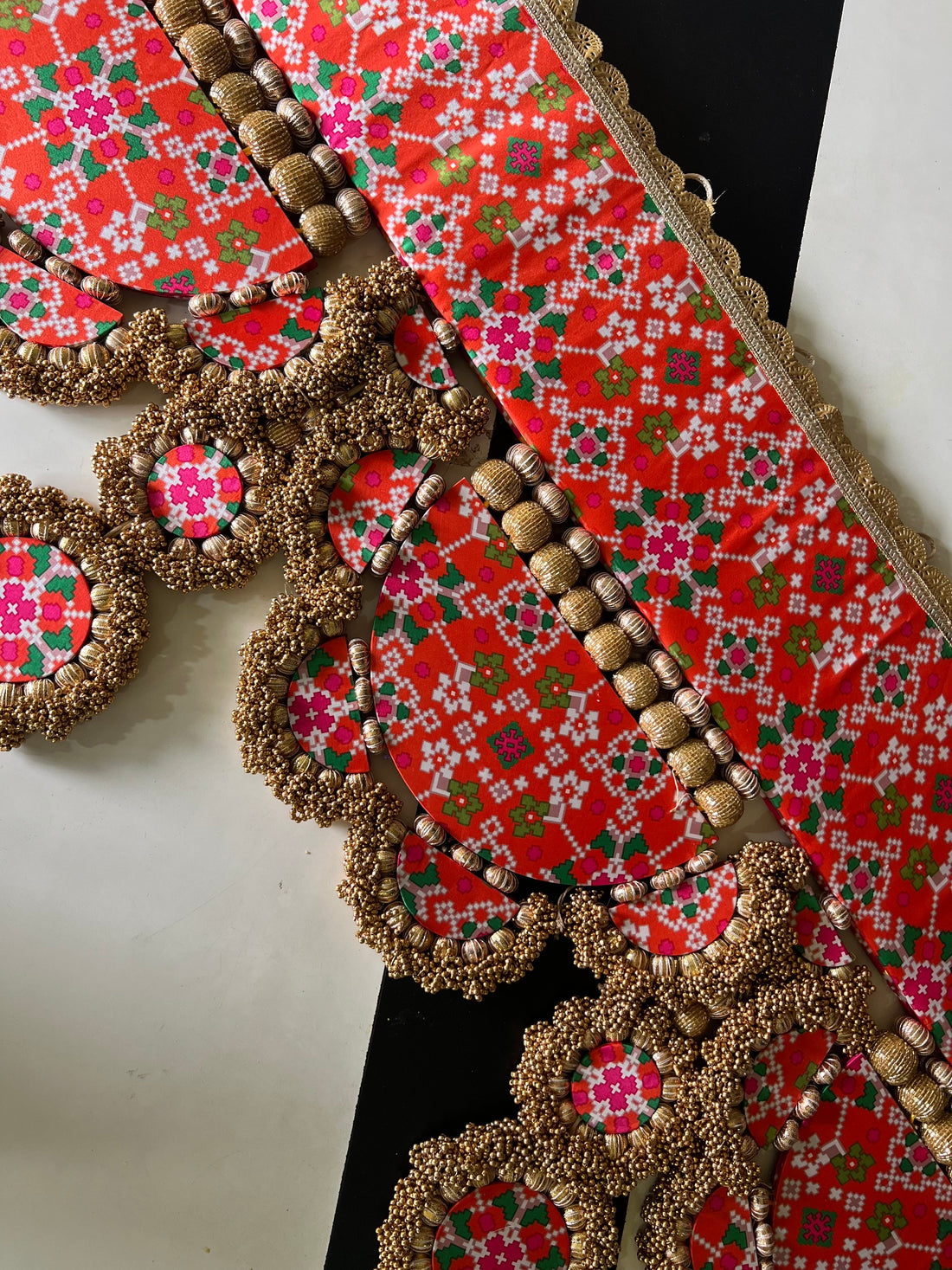 IBHI's AMBAJI TORAN: Classic Pink & Orange Navratna Patola