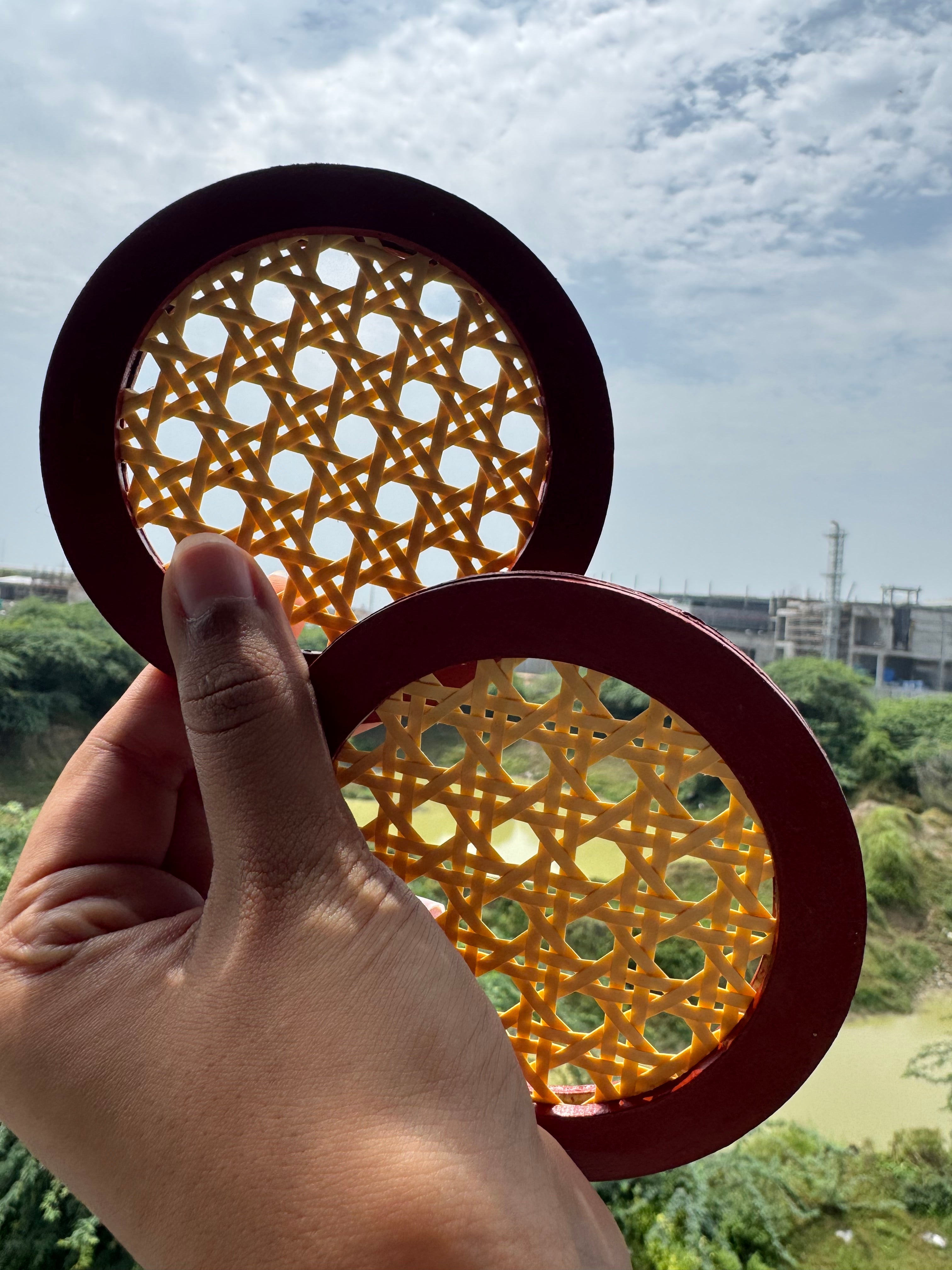 Vanshree Coasters – Rattan & MDF Set of 2 | IBHI