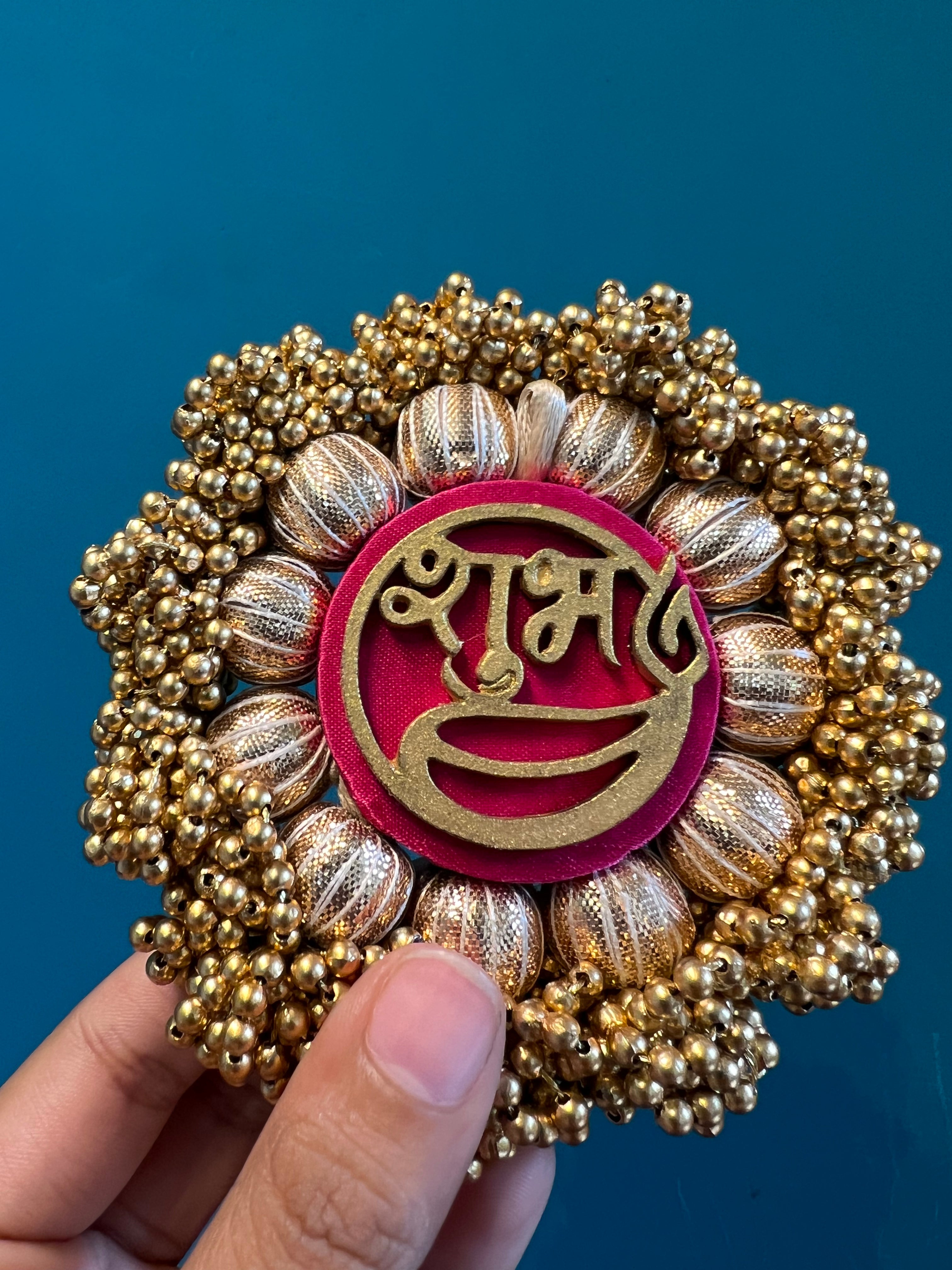 Shubh Labh Platters: Solid Pink +OG Inflorescence Divine Pichwai