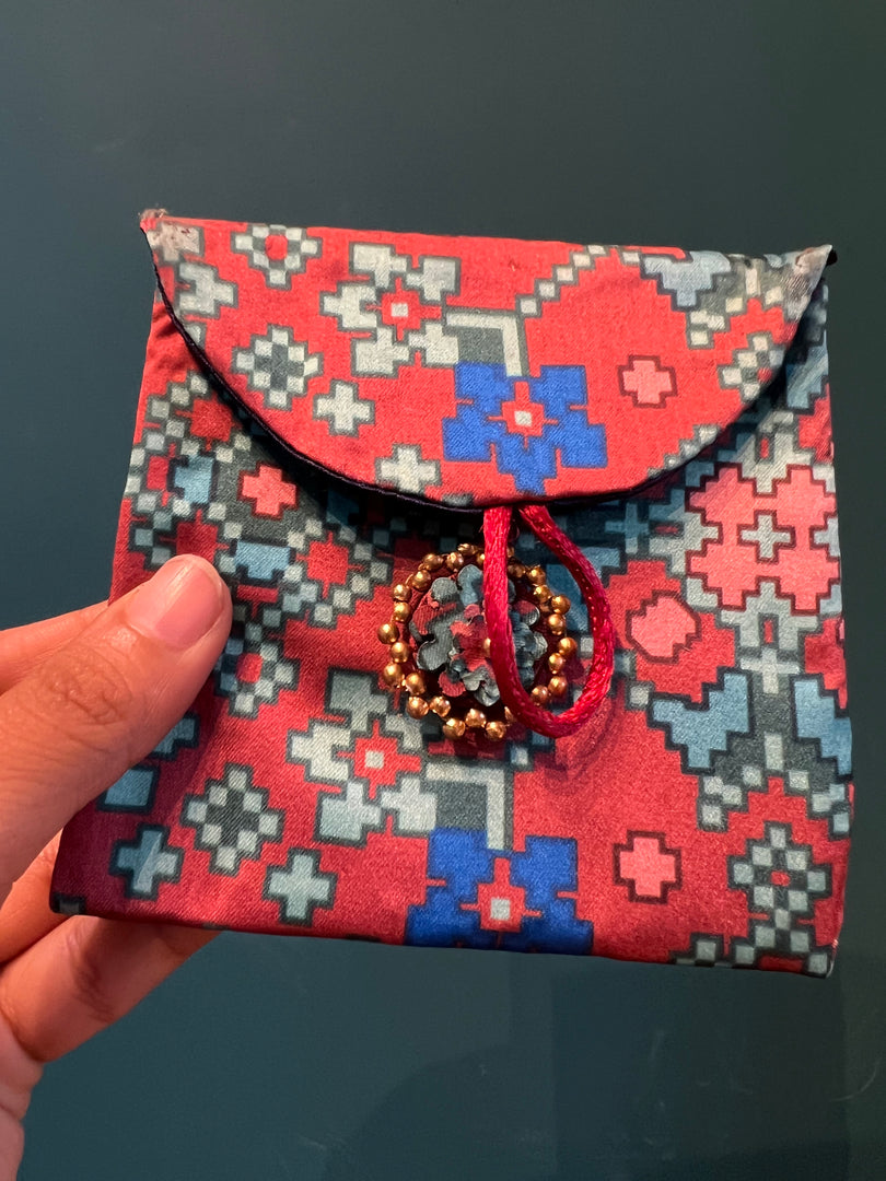 ADD ON: Maroon Navratna Patola Mini Pouch