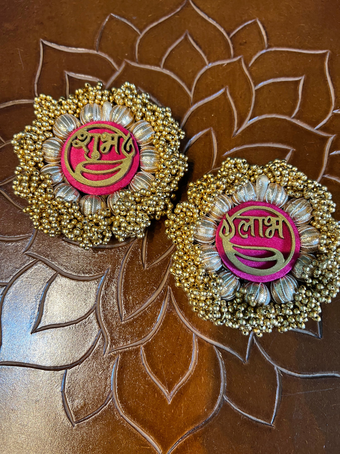 Shubh Labh Platters: Solid Pink +OG Inflorescence Divine Pichwai