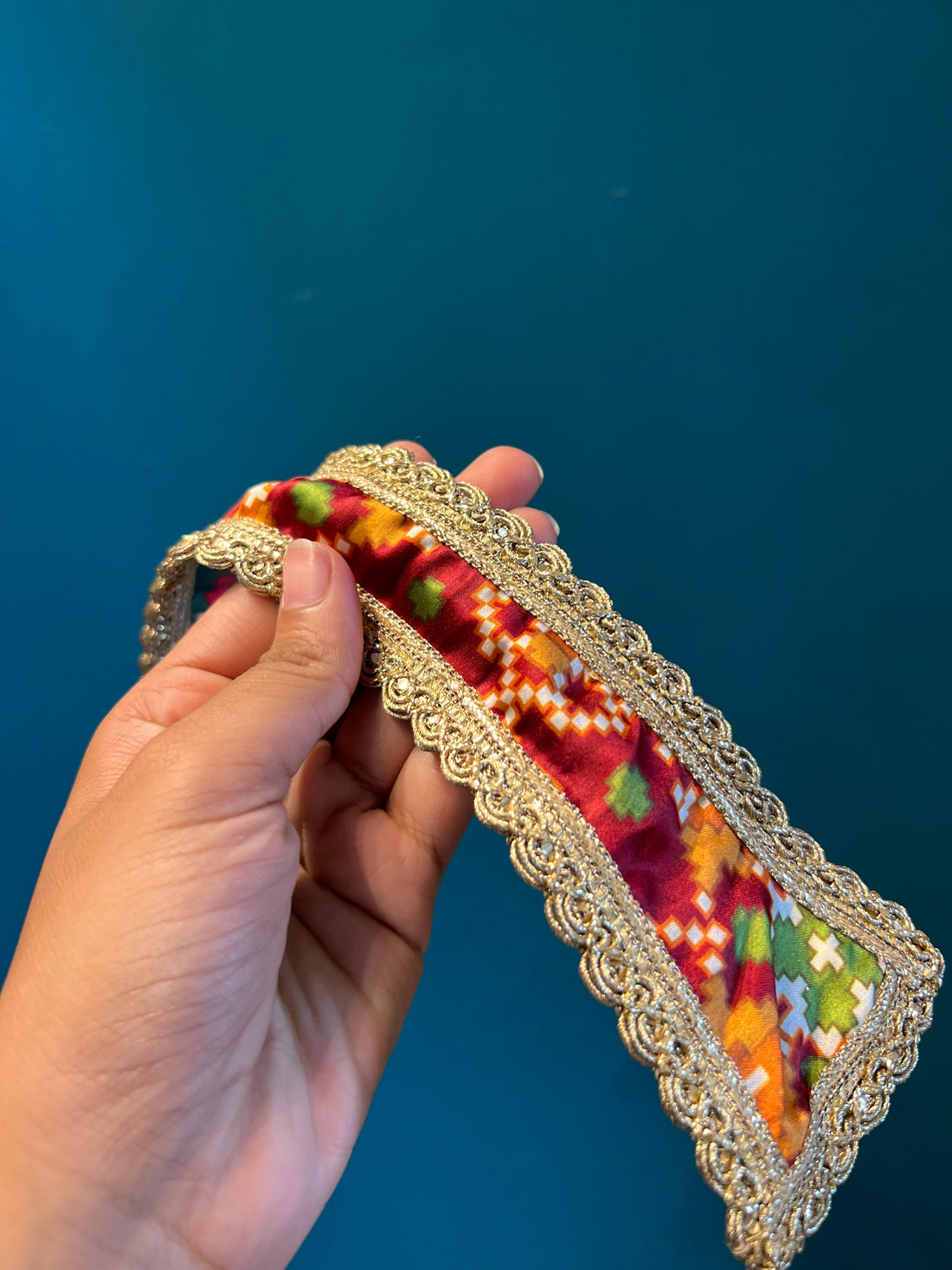 Beaded Lalji Poshak: Maroon Navratna Patola + OG Infloresence Divine Pichwai