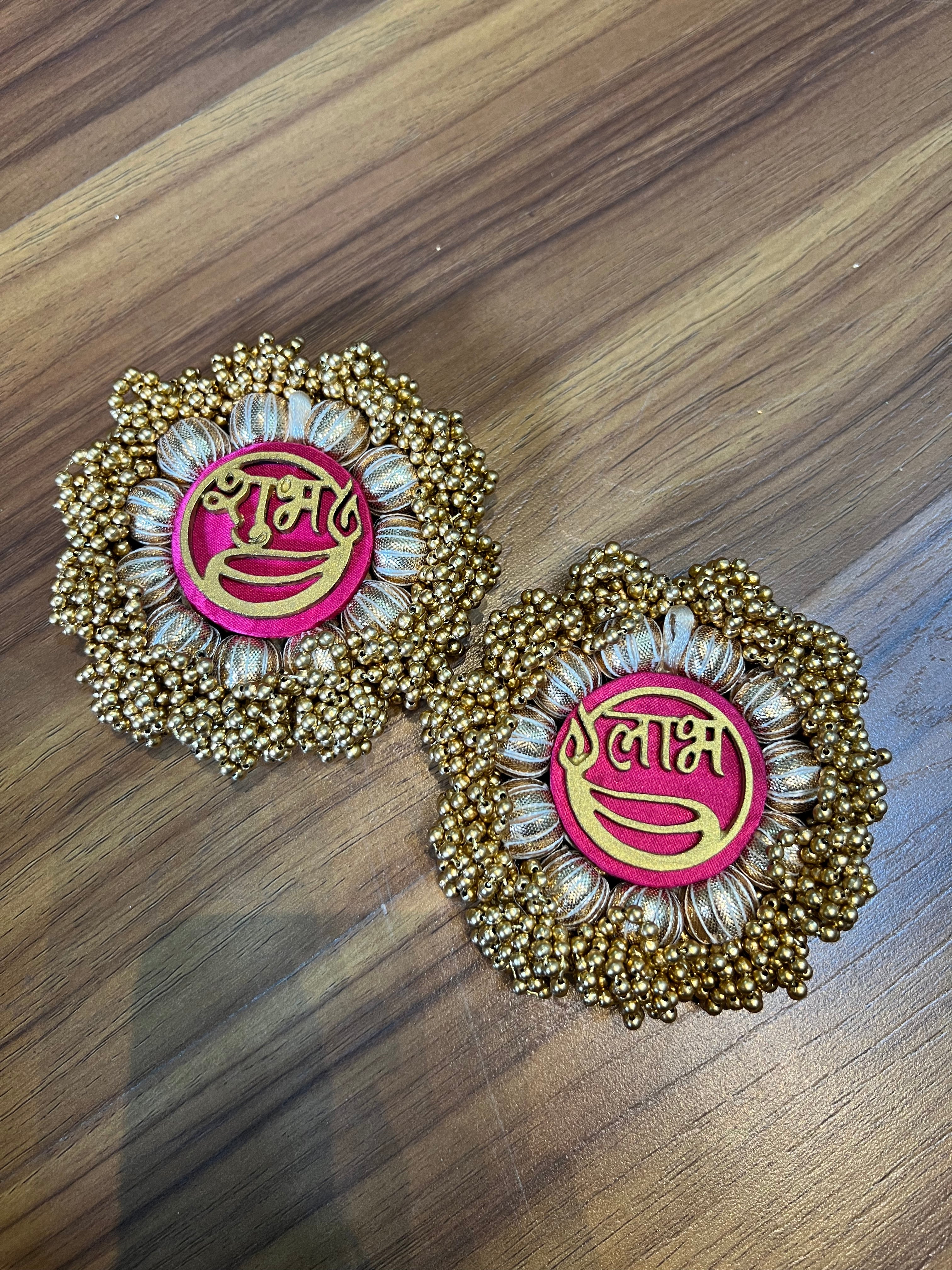 Shubh Labh Platters: Solid Pink +OG Inflorescence Divine Pichwai