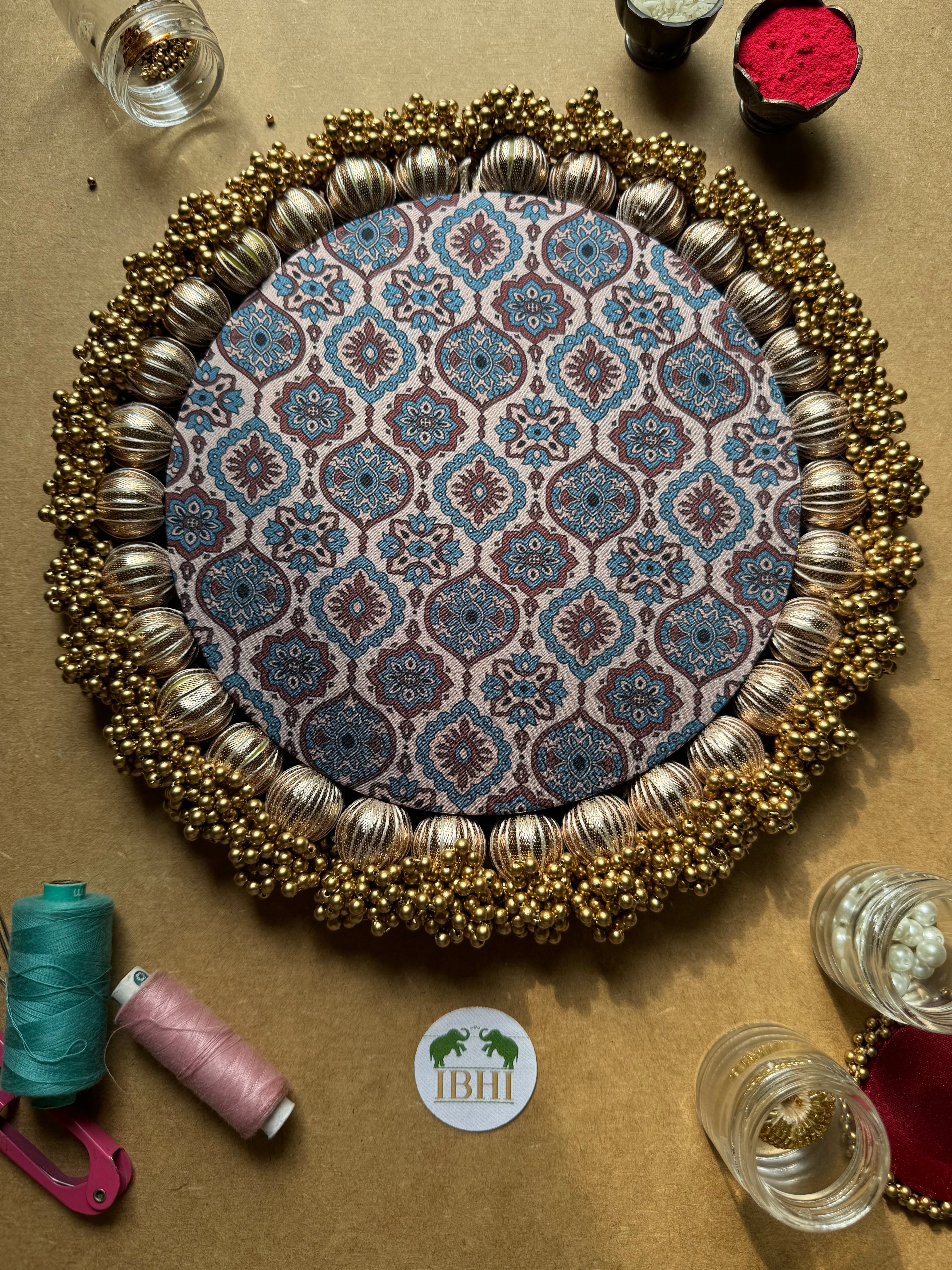 Shrinathji Platter: Pistachio Kamal Paithani