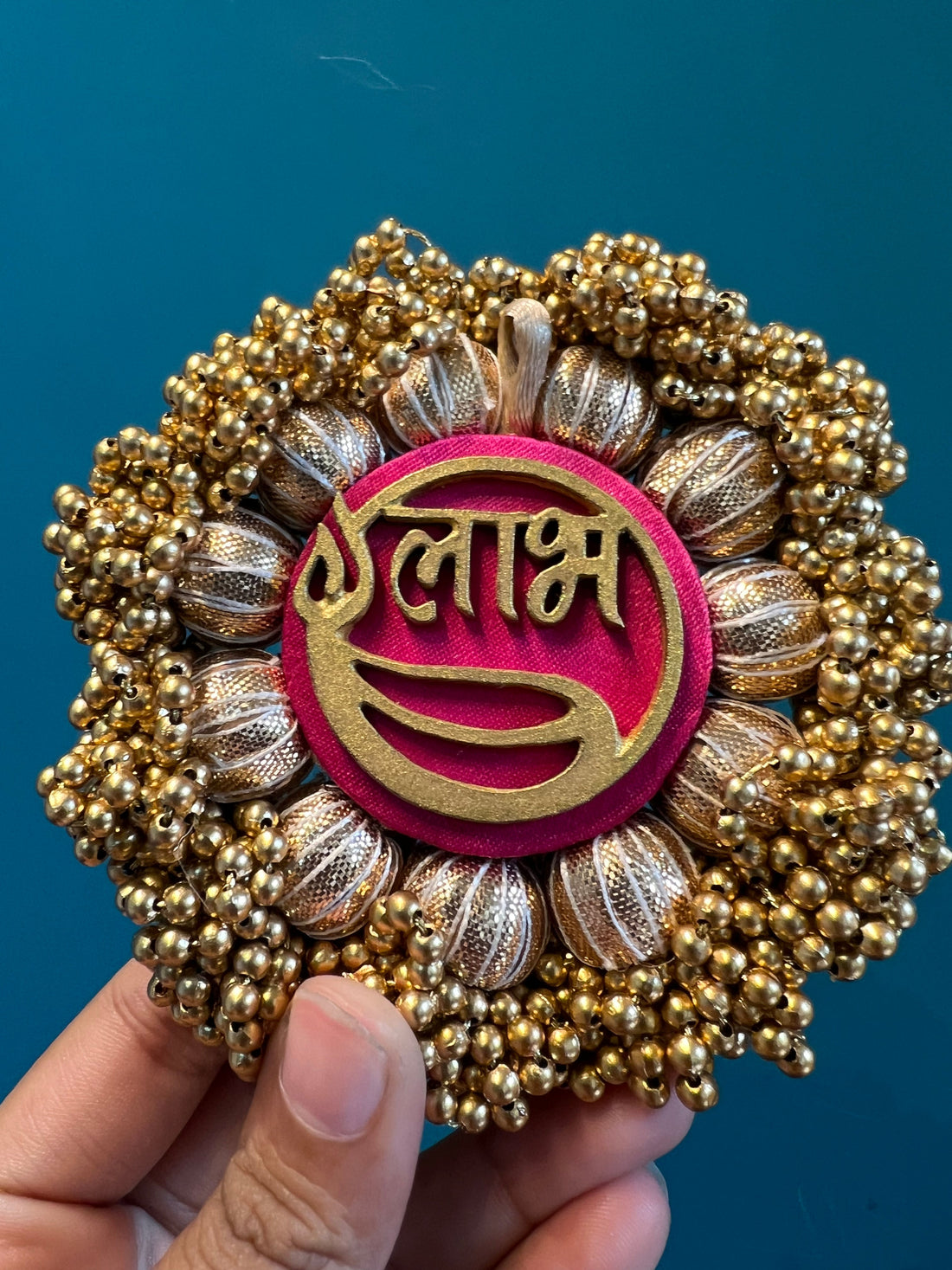 Shubh Labh Platters: Solid Pink +OG Inflorescence Divine Pichwai
