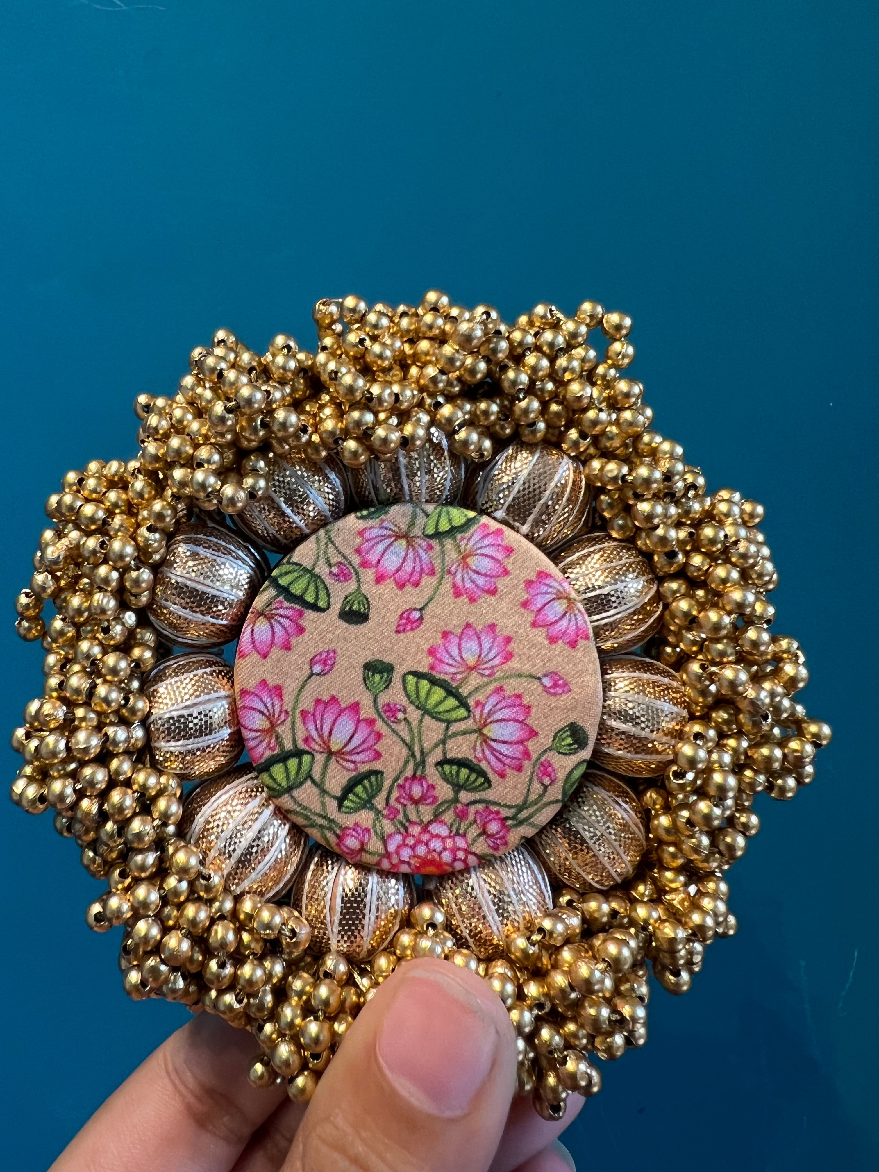 Shubh Labh Platters: Solid Pink +OG Inflorescence Divine Pichwai