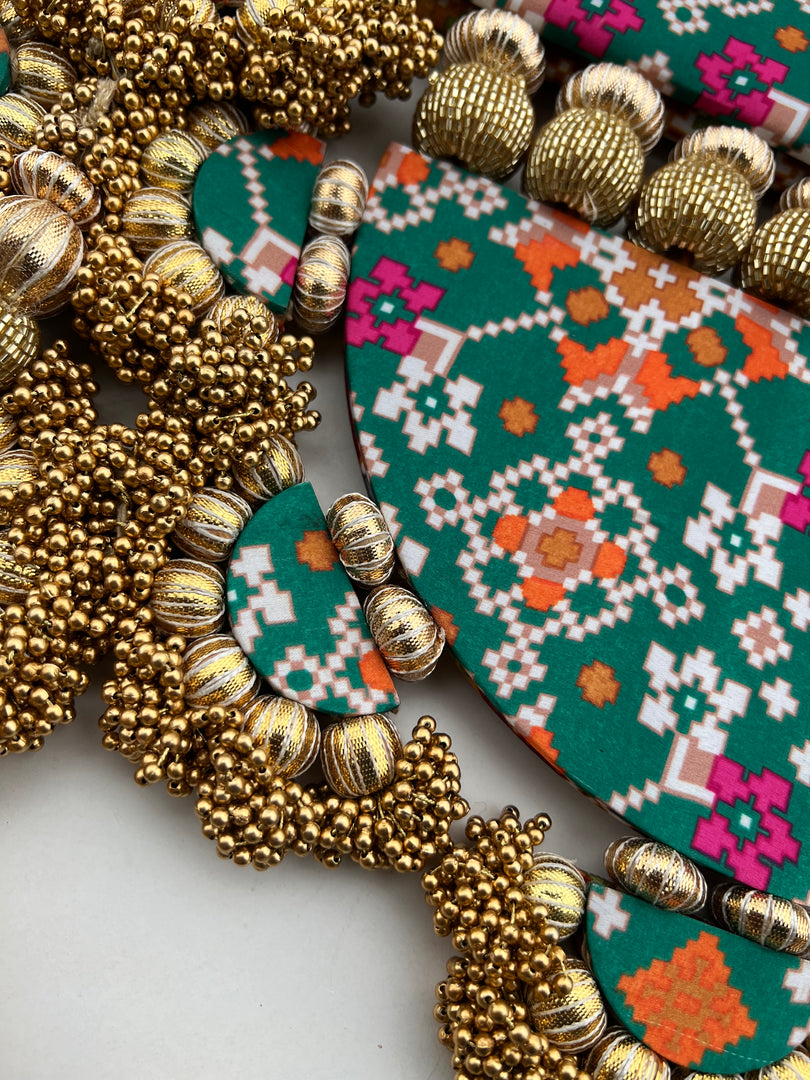 IBHI's AMBAJI TORAN: Classic Pink & Orange Navratna Patola