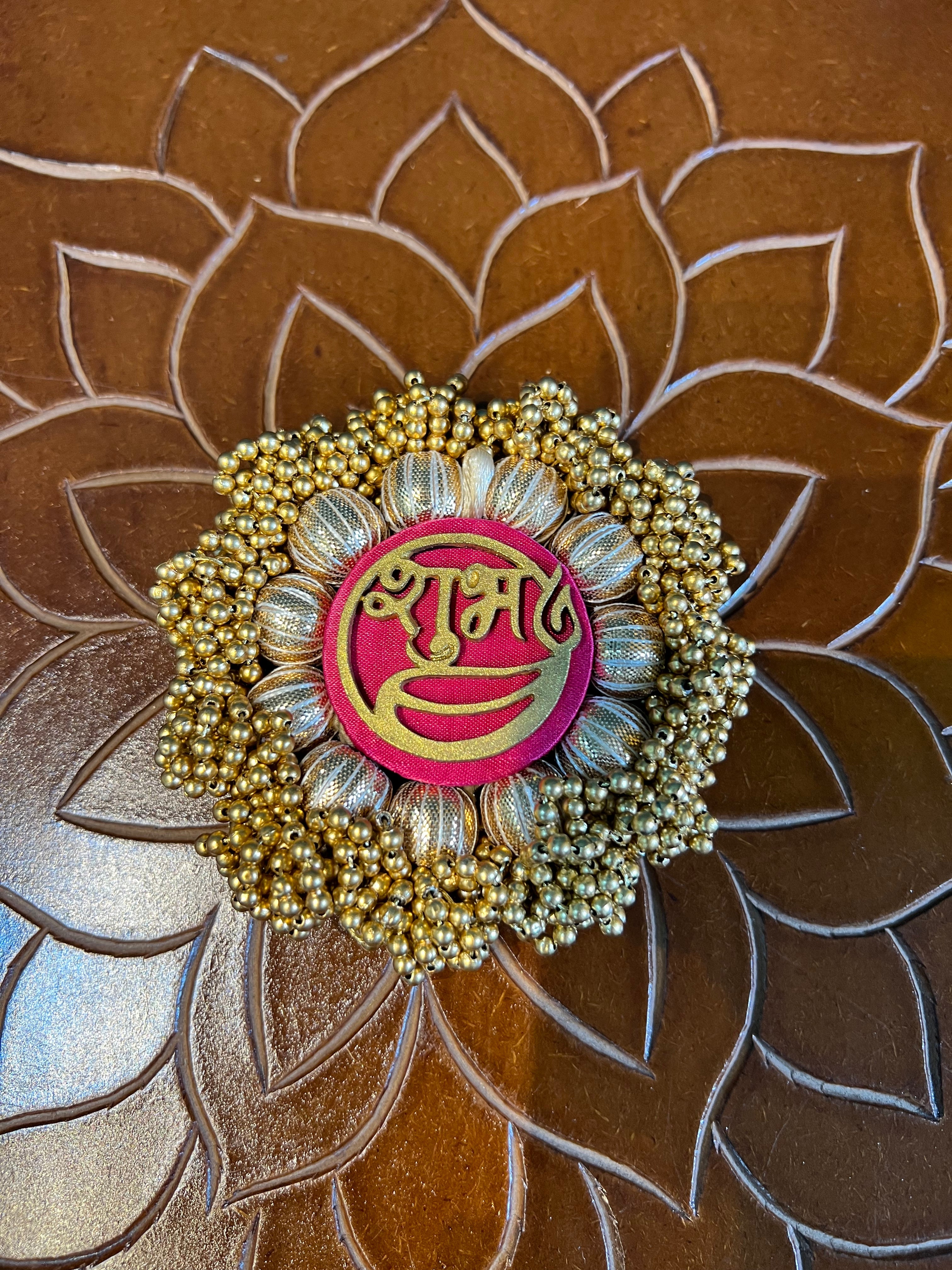 Shubh Labh Platters: Solid Pink +OG Inflorescence Divine Pichwai