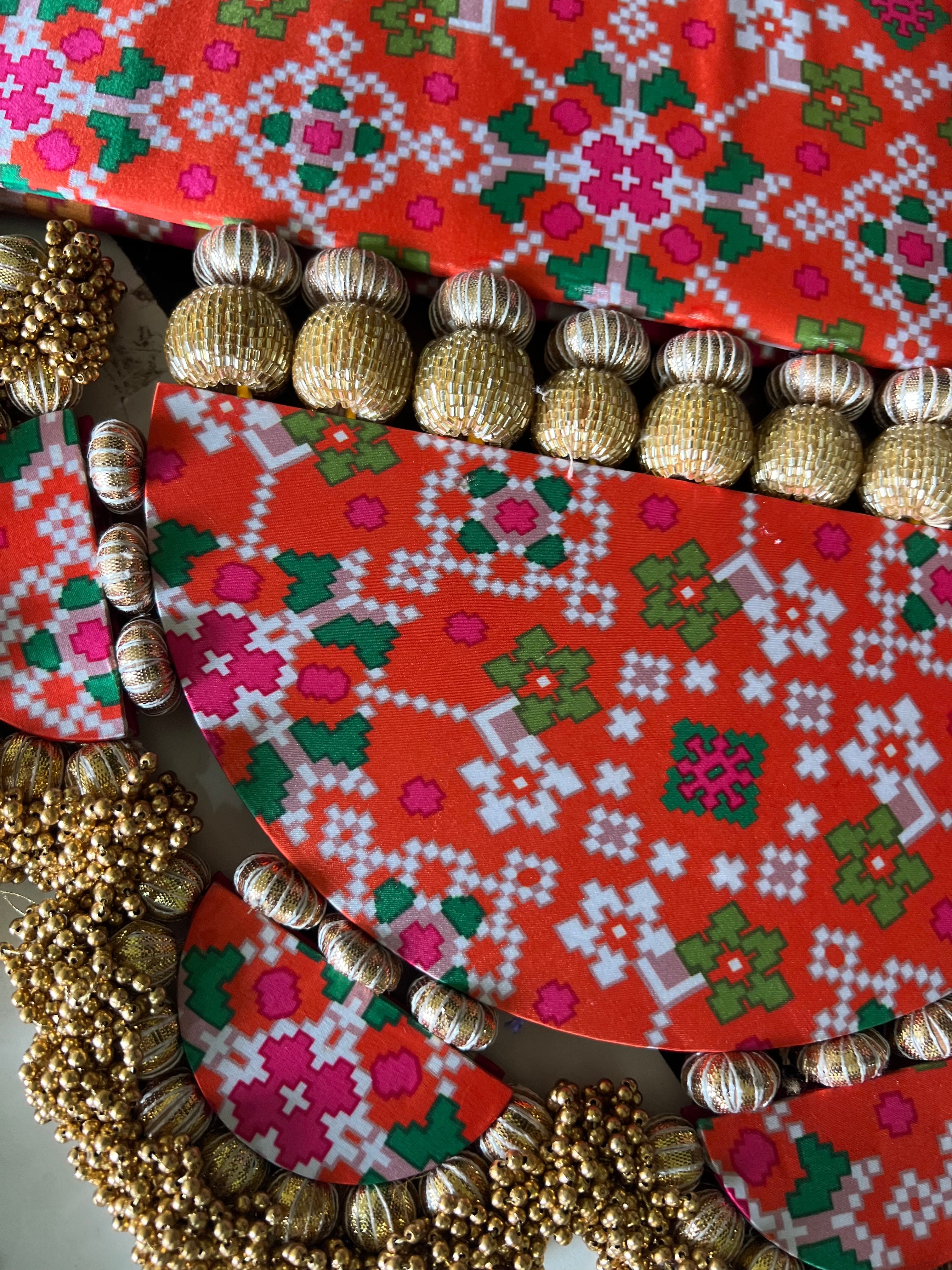IBHI's AMBAJI TORAN: Classic Pink & Orange Navratna Patola