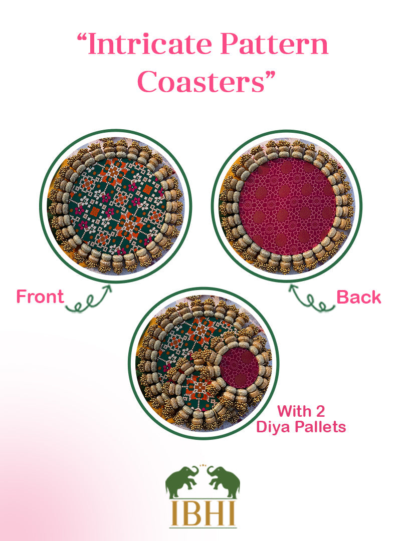 Chandbali combo : Bottle Green Navratna Patola + Rosie Rani Bandhej