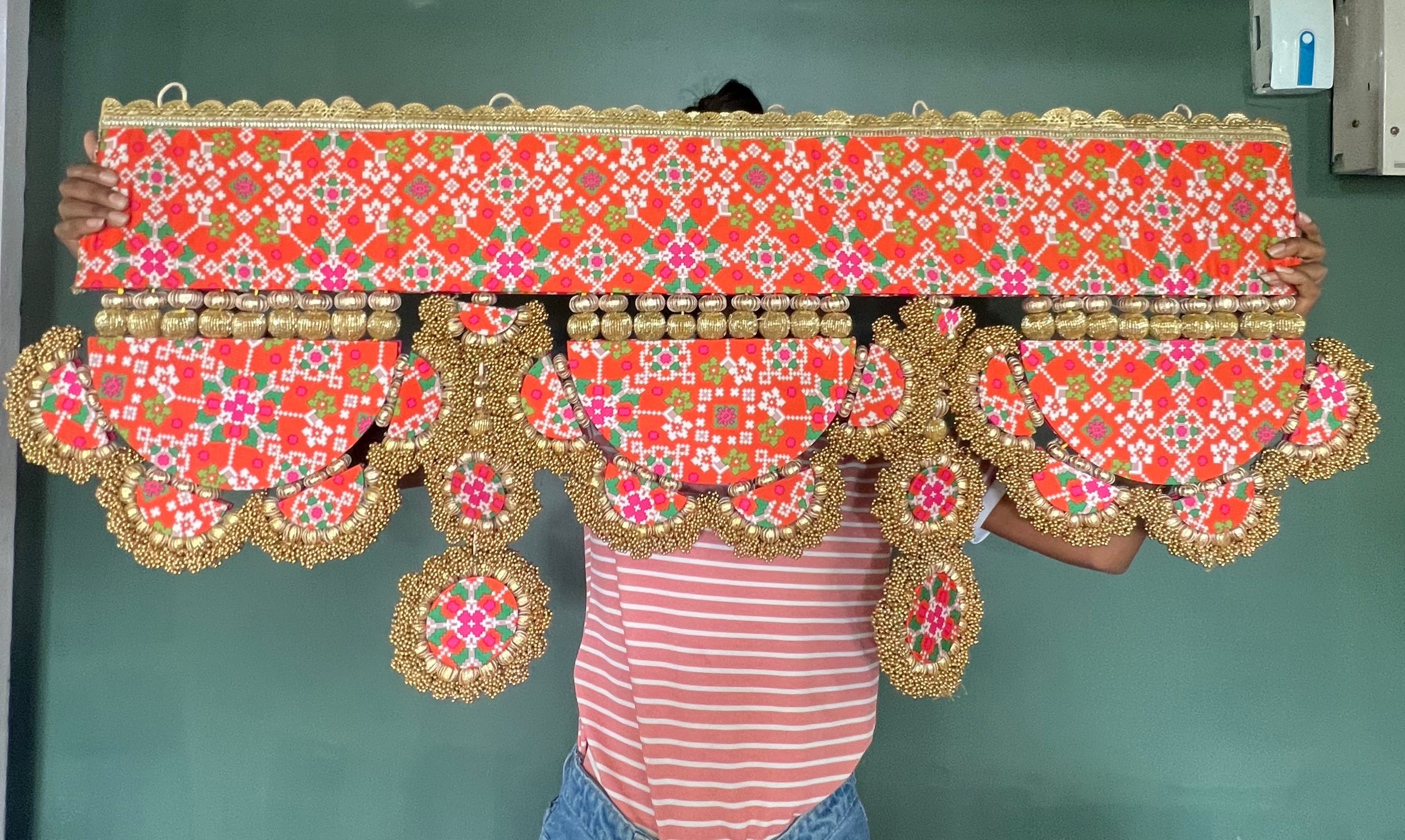 IBHI's AMBAJI TORAN: Classic Pink & Orange Navratna Patola