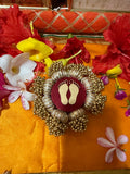 Lakshmi Pagla Mini Platter + Hanging: Solid Maroon + Maroon Navratna Patola
