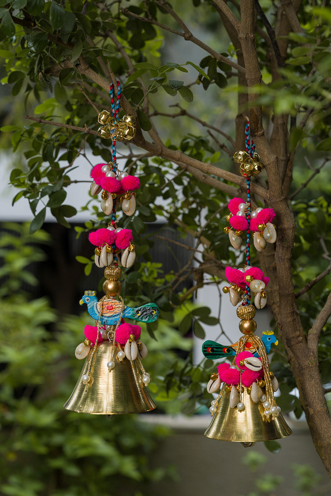 Kalaswar Bell Peacock Hangings- Set of 2