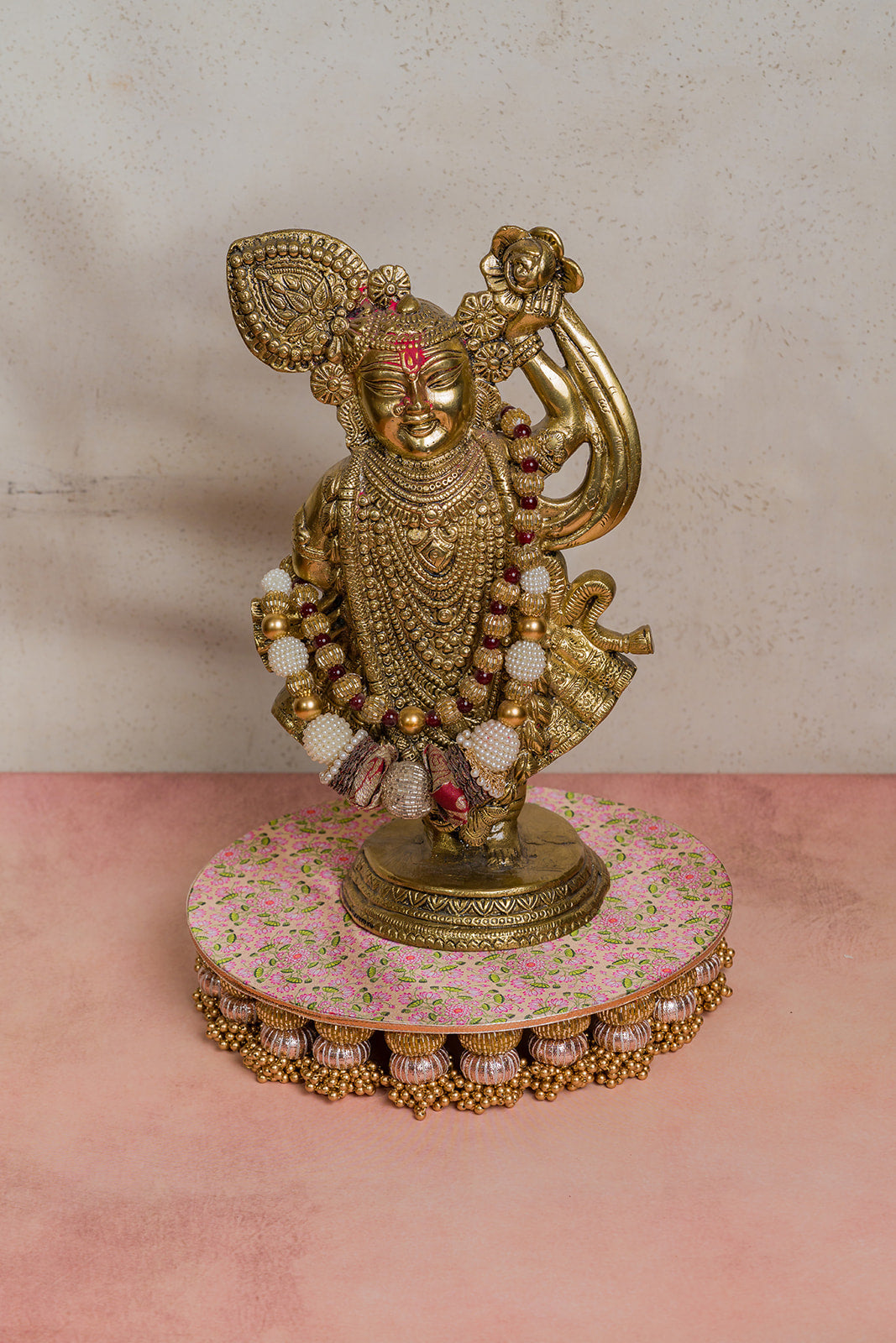 Pastel Pichwai Dangler Platter | 10 Inch Decorative Chowki & Aarti Thali