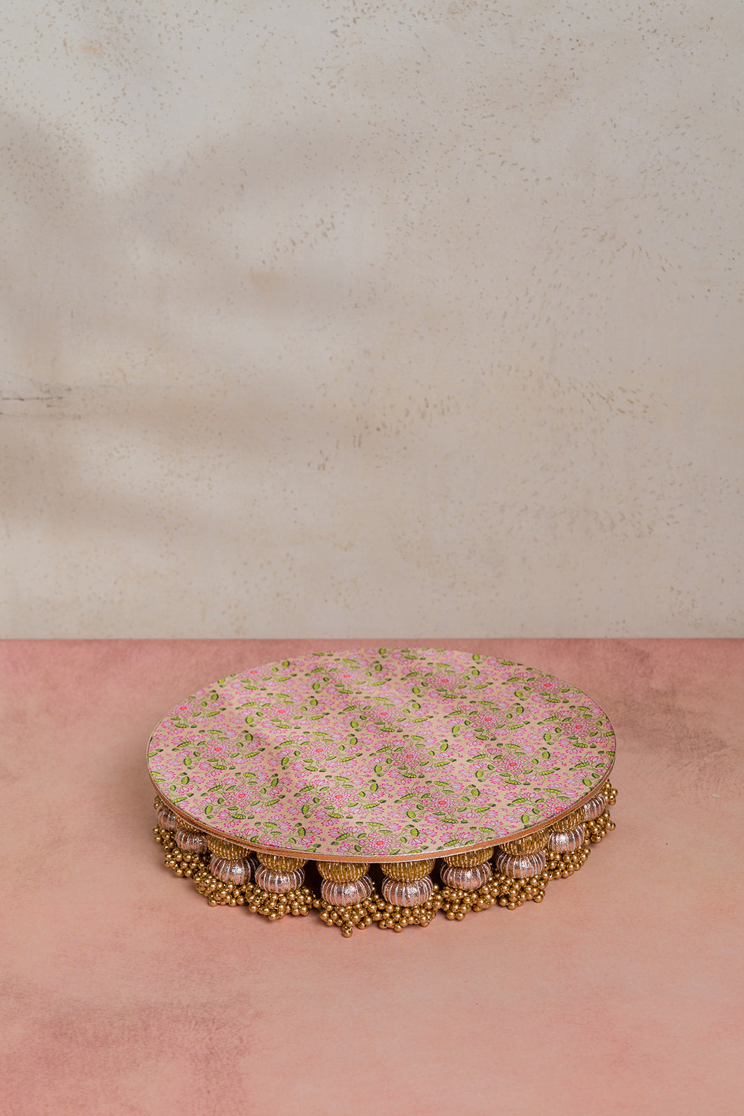 Pastel Pichwai Dangler Platter | 10 Inch Decorative Chowki & Aarti Thali