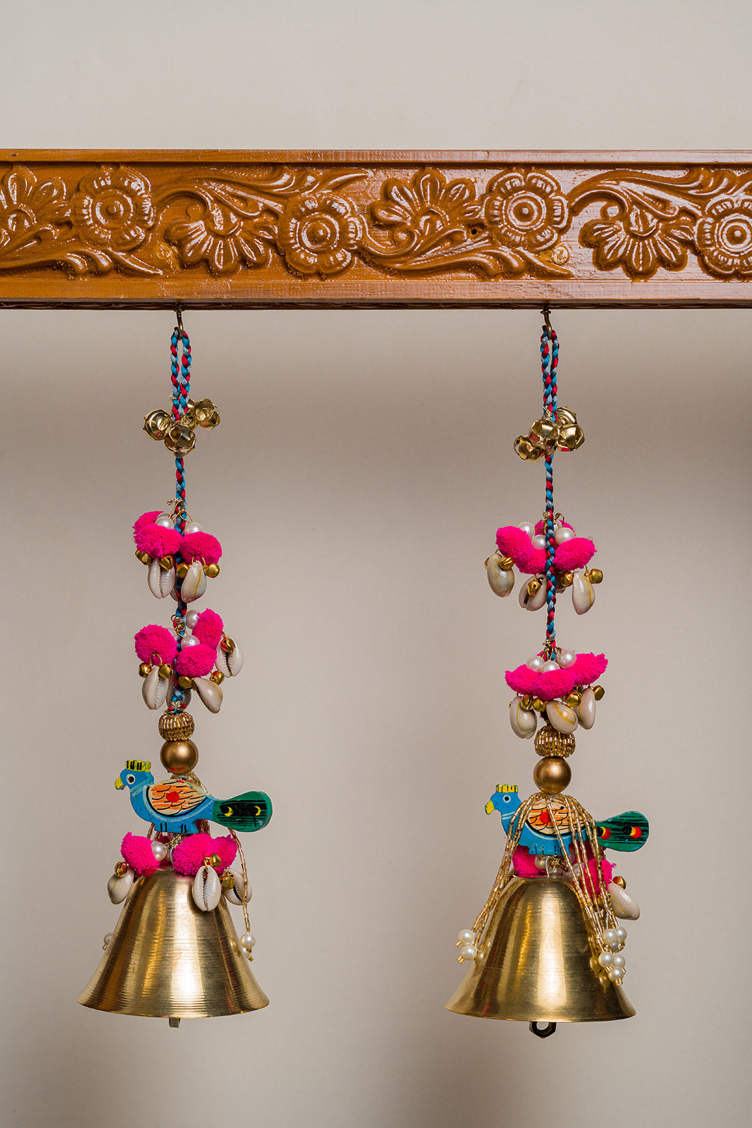 Kalaswar Bell Peacock Hangings- Set of 2