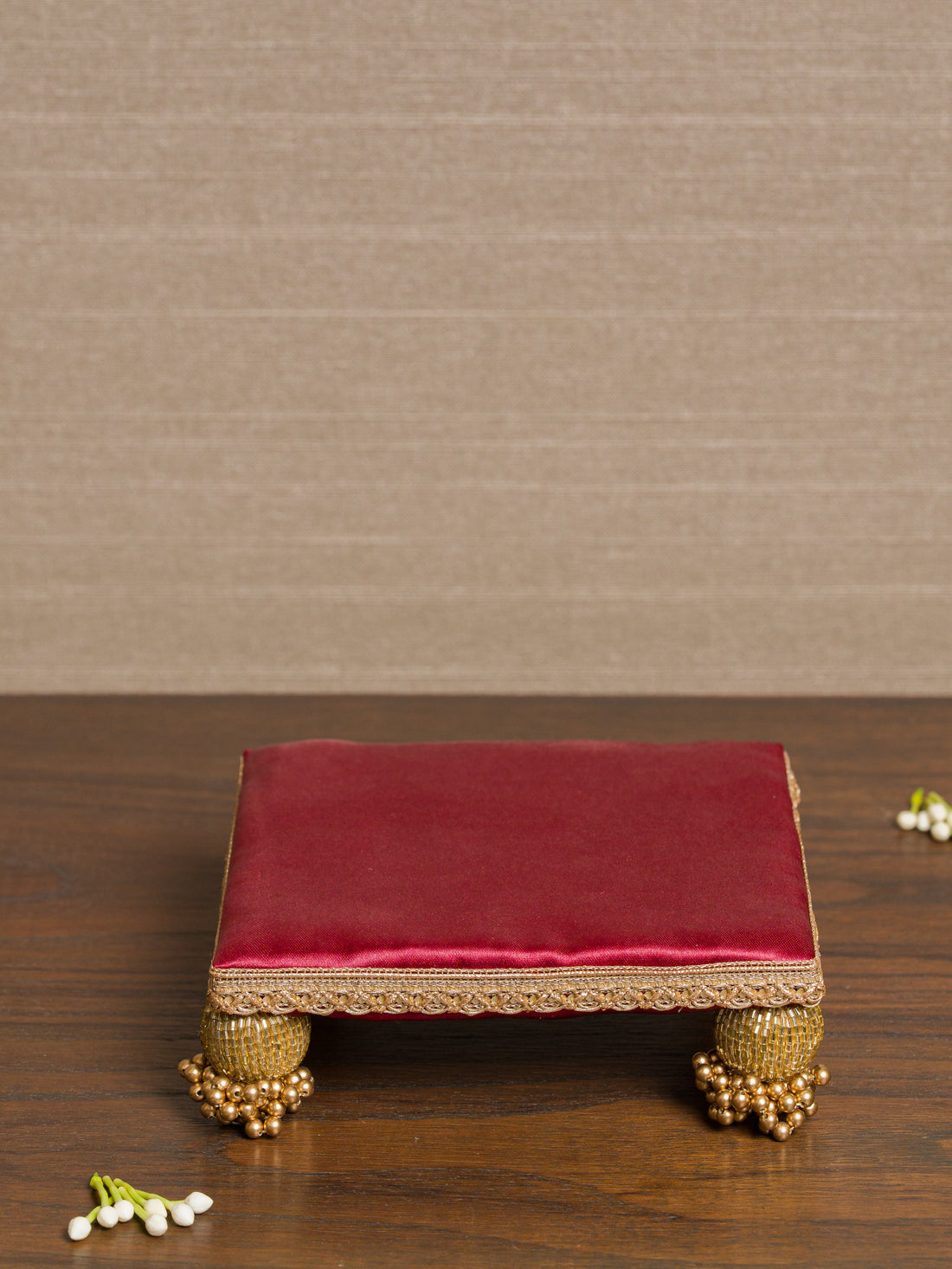 Two-Sided Maroon Navratna Patola & Gulmohar Zari (2 Feet Idol Sinhasan)