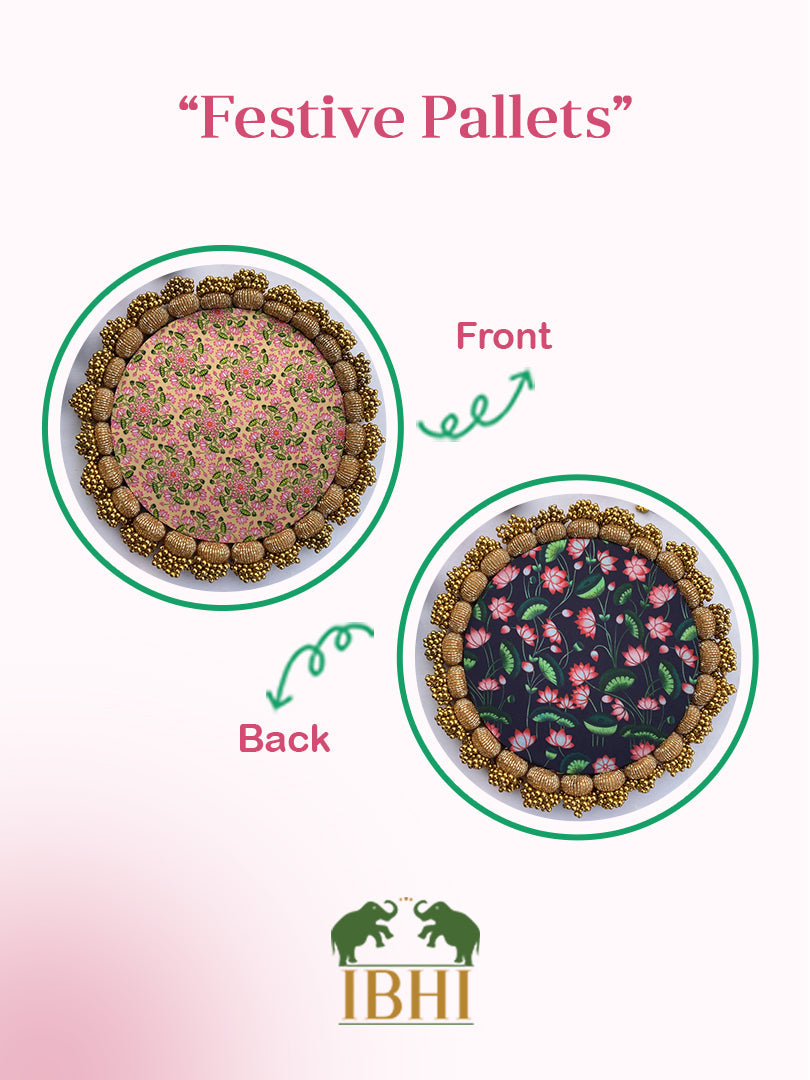 MINI RANGOLI: Inflorescence and Pink Colloquial Divine Pichwai Glass Beaded
