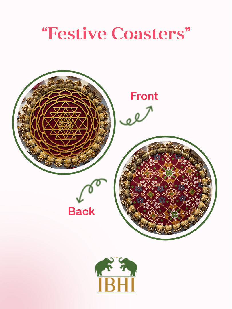 Manjari Rangoli: Solid Wine + Octagonal Ornamentation Intense Ajrakh