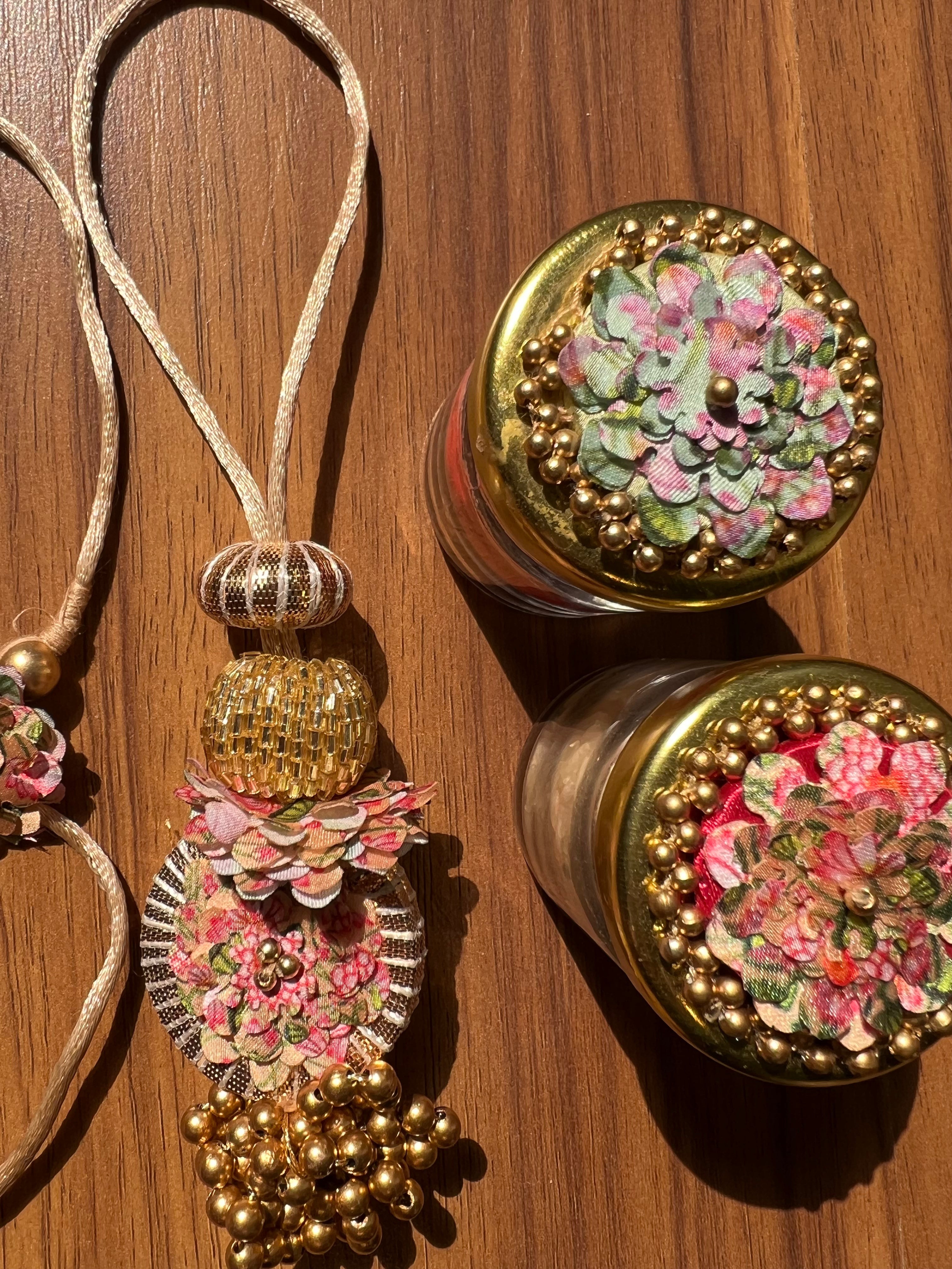 Pastel Pistachio & OG Inflorescence Divine Pichwai Rakhi Combo : III