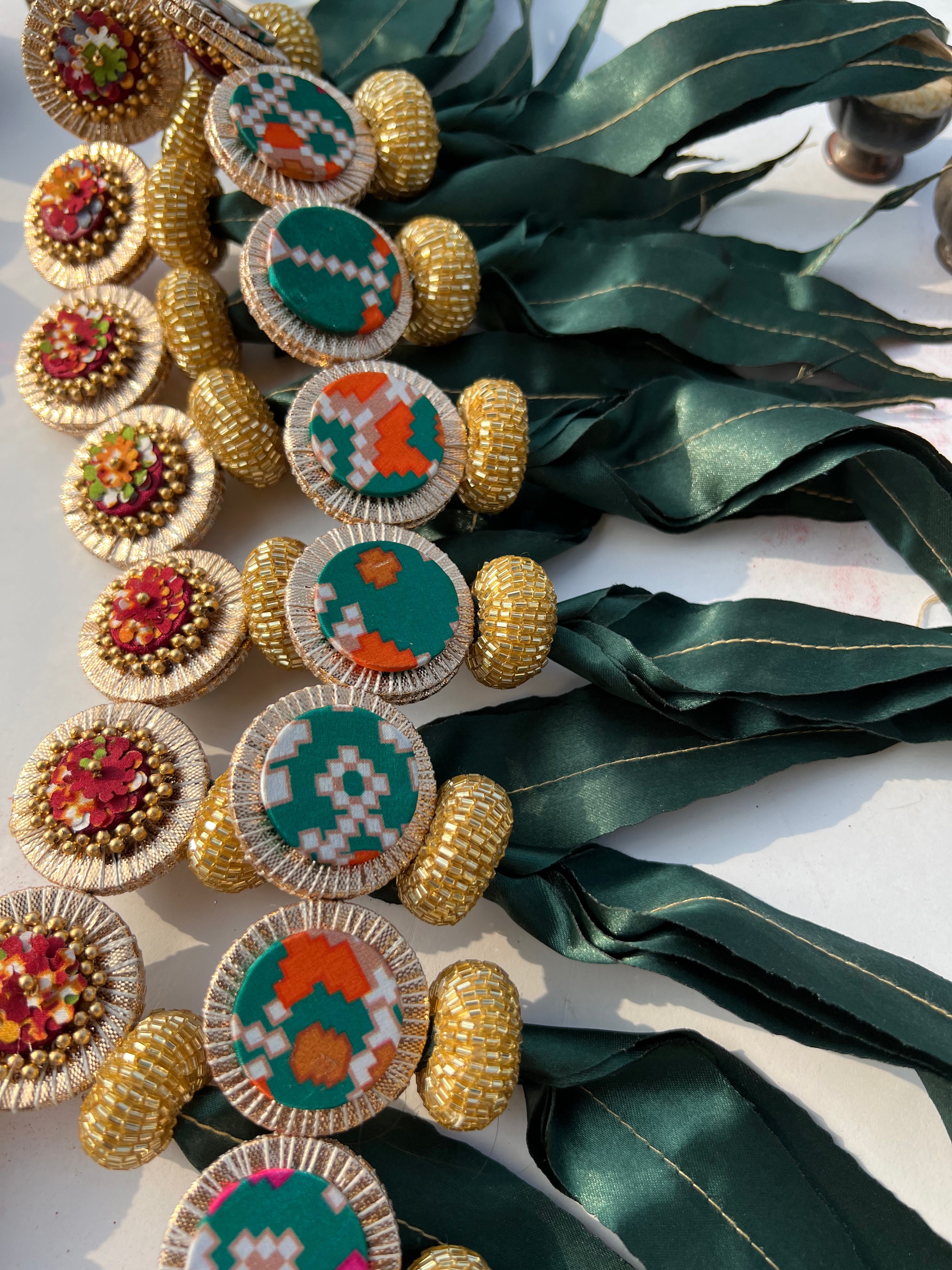 TWO WAY: Enchanted Maroon & Bottle Green Navratna Patola  Asopalav Toran (FLEXIBLE)