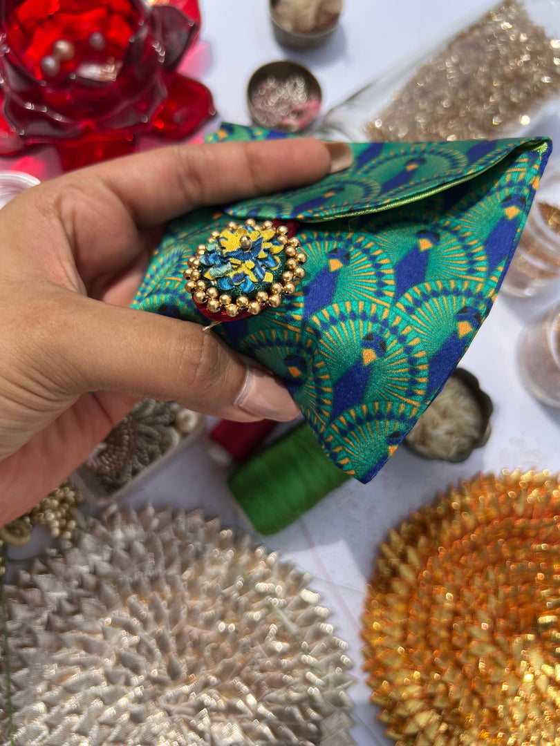 ADD ON: Maroon Navratna Patola Mini Pouch