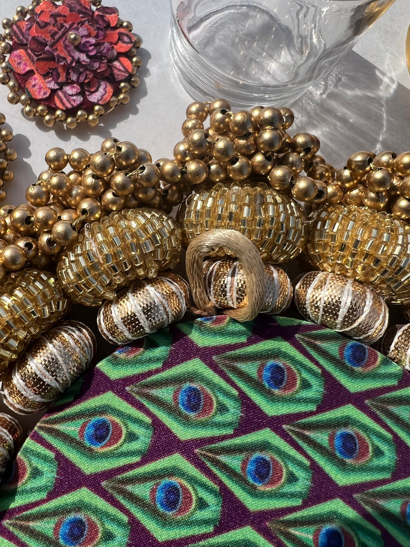 Chaandbali OM Platter: OG Inflorescence Divine Pichwai + Maroon Navratna Patola