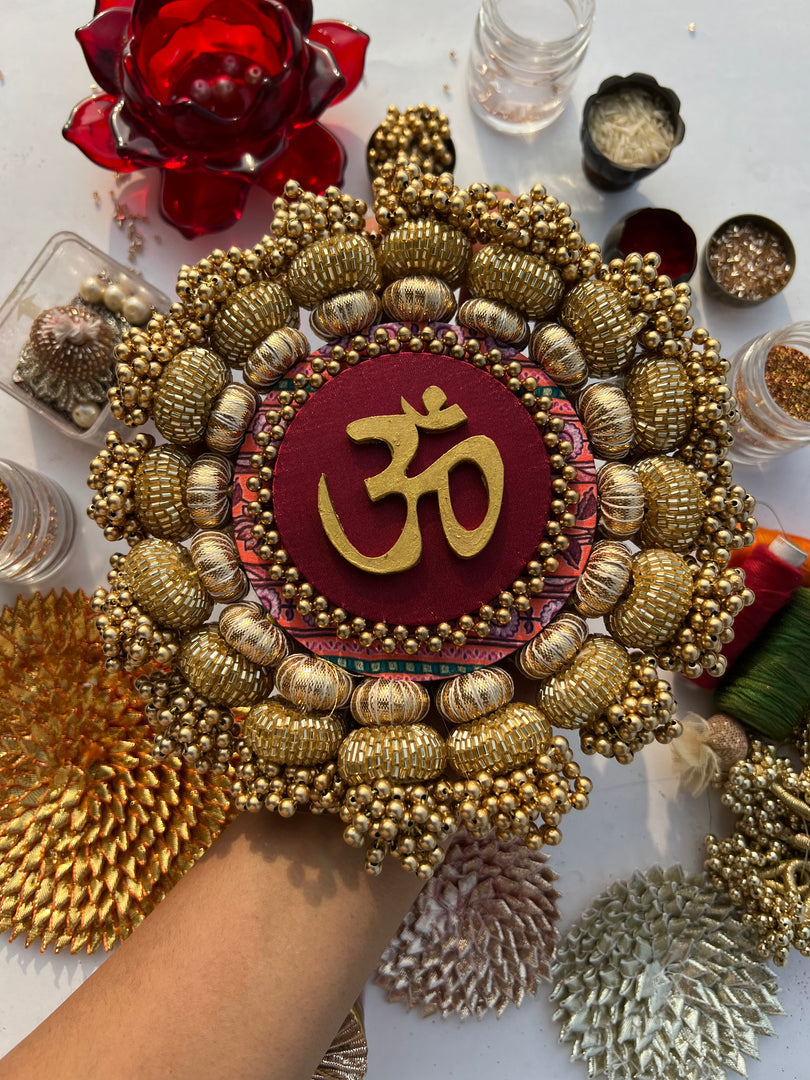 Chaandbali OM Platter: OG Inflorescence Divine Pichwai + Maroon Navratna Patola