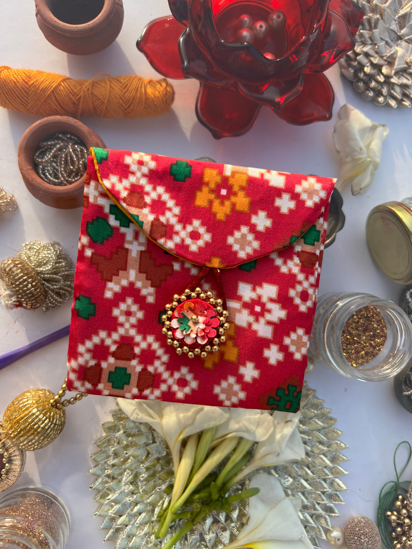 ADD ON: Maroon Navratna Patola Mini Pouch