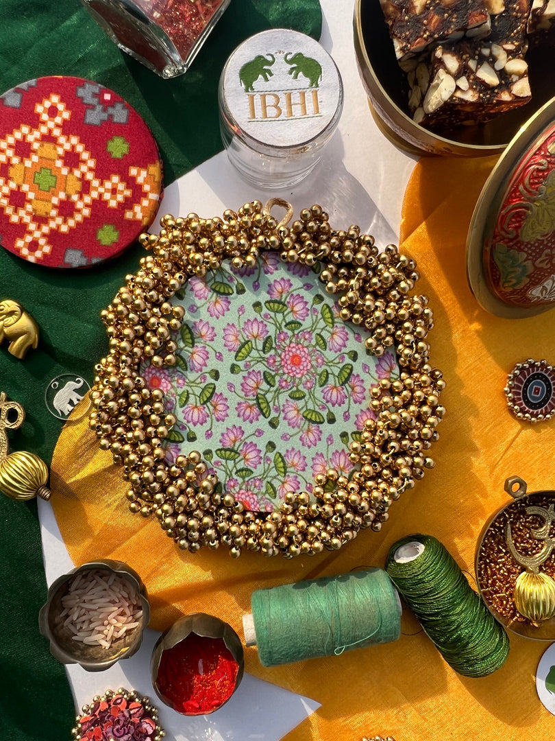 FIFO Platter: Golden Yellow + Maroon Navratna Patola
