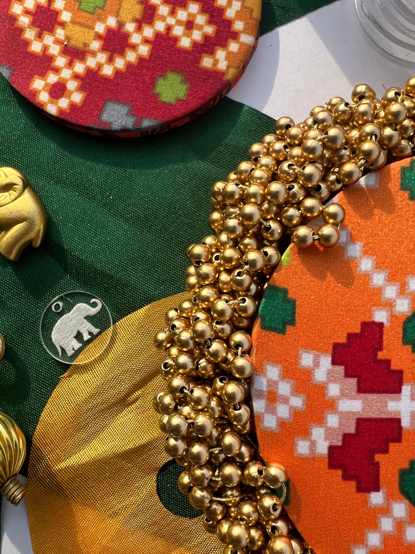 FIFO Platter: Golden Yellow + Maroon Navratna Patola