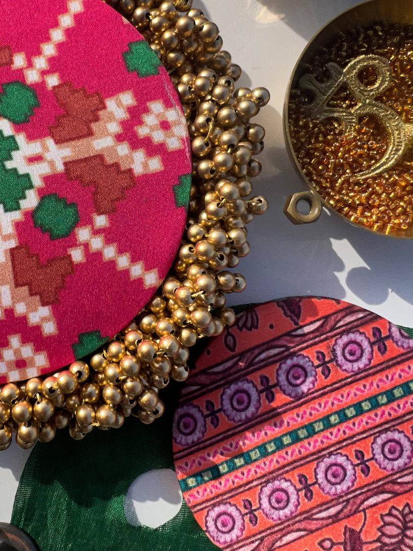 FIFO Platter: Golden Yellow + Maroon Navratna Patola