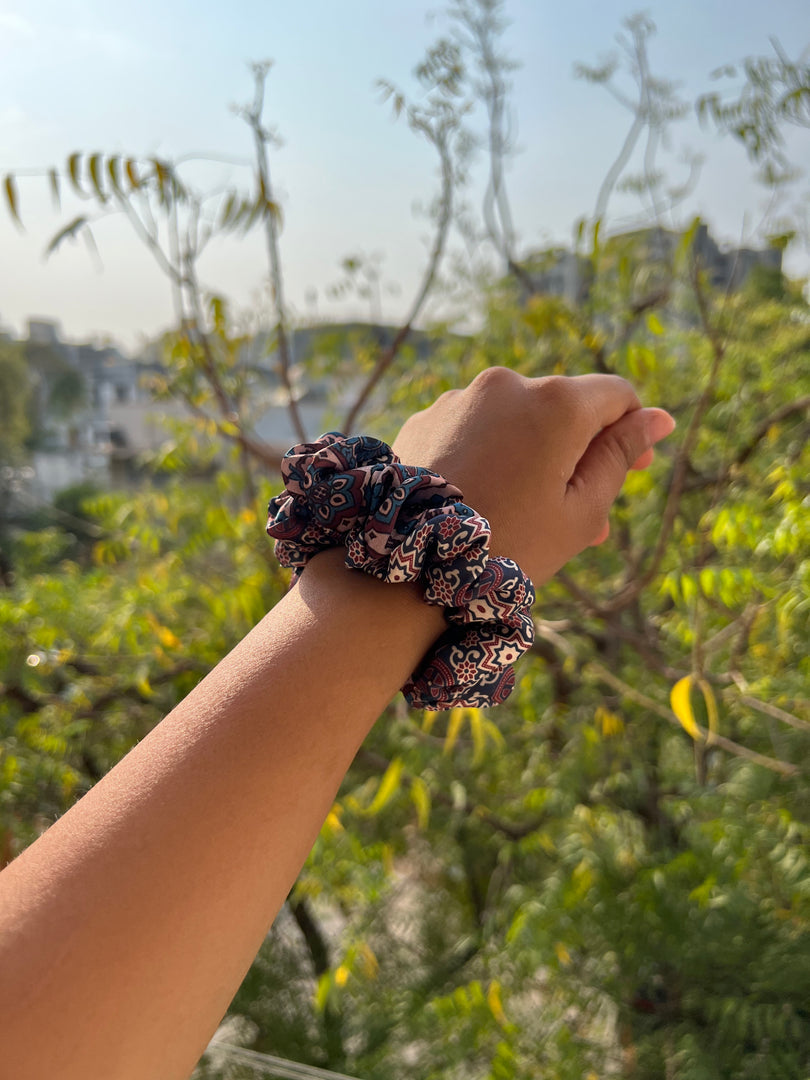 Turkish Hues Intense Ajrakh Scrunchie