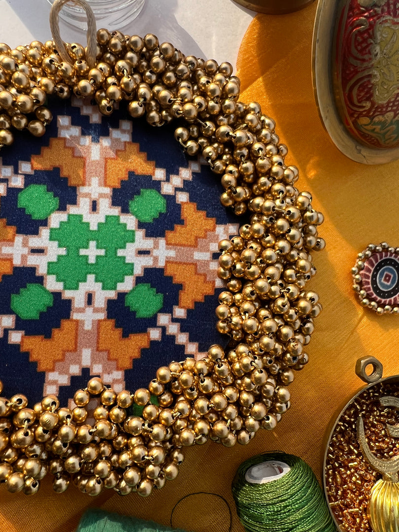 FIFO Platter: Golden Yellow + Maroon Navratna Patola