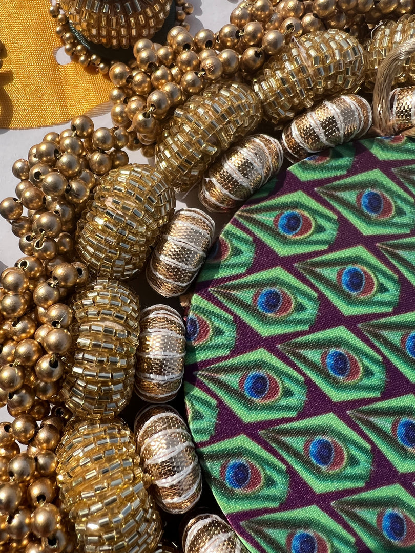 Chaandbali OM Platter: OG Inflorescence Divine Pichwai + Maroon Navratna Patola
