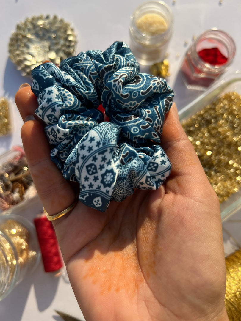 Turkish Hues Intense Ajrakh Scrunchie