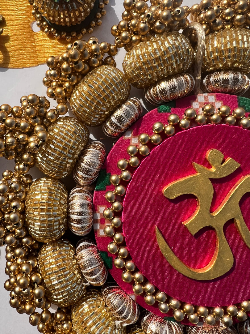 Chaandbali OM Platter: OG Inflorescence Divine Pichwai + Maroon Navratna Patola