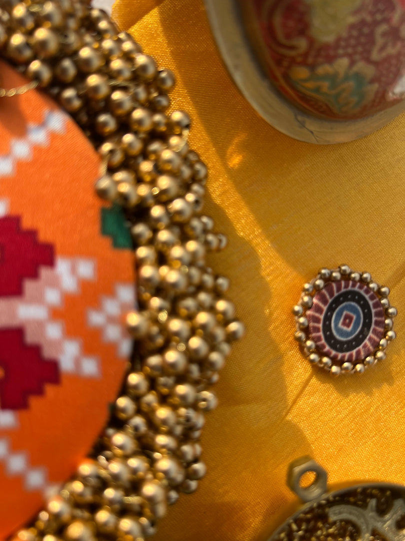 FIFO Platter: Golden Yellow + Maroon Navratna Patola