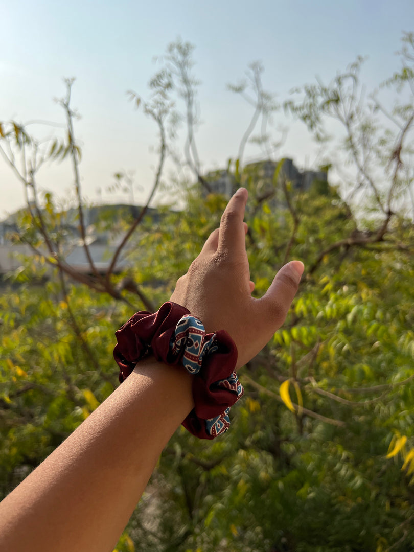 Turkish Hues Intense Ajrakh Scrunchie