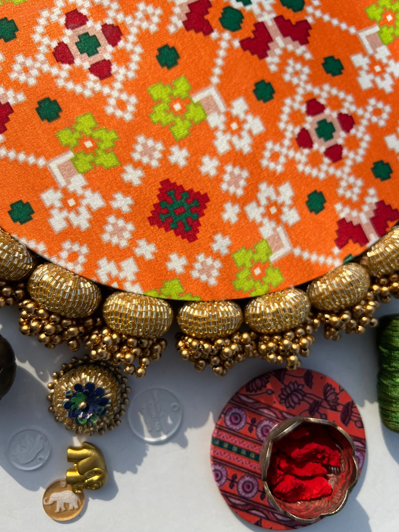 Manjari Rangoli: Solid Wine + Octagonal Ornamentation Intense Ajrakh