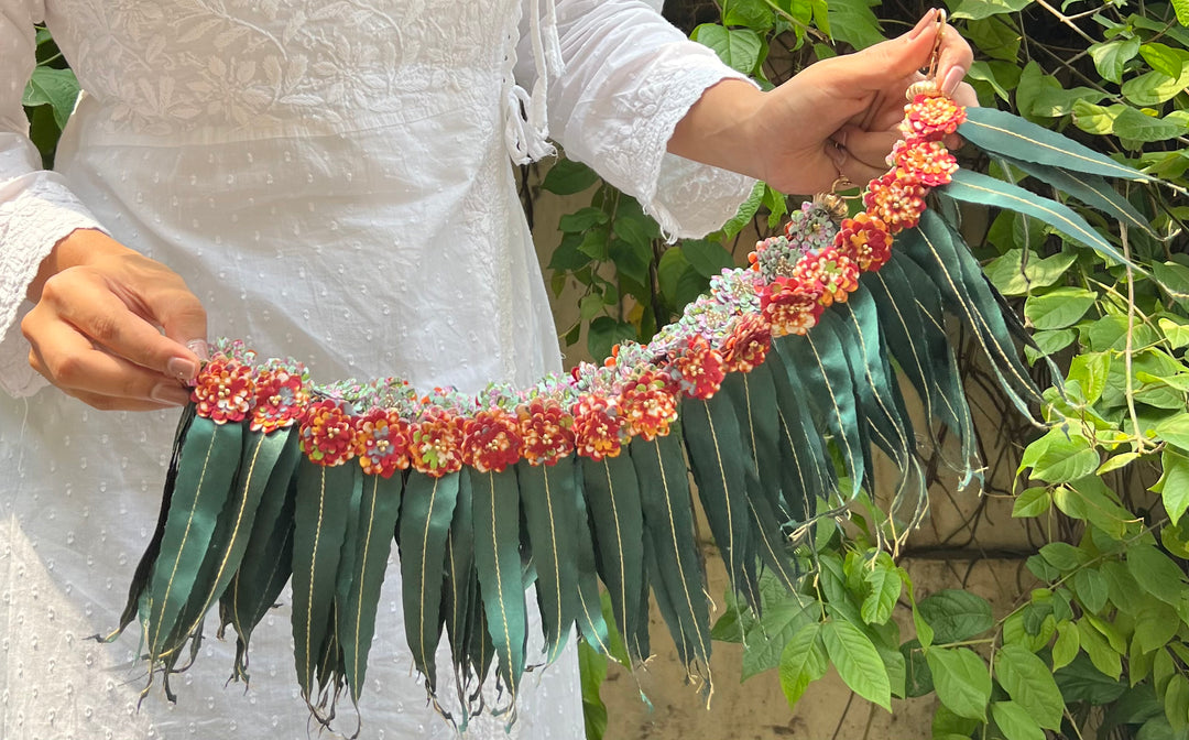 Mini Asopalav Tradition X Maroon & Pink Colloquial Divine Pichwai Toran: Two way (FLEXIBLE)