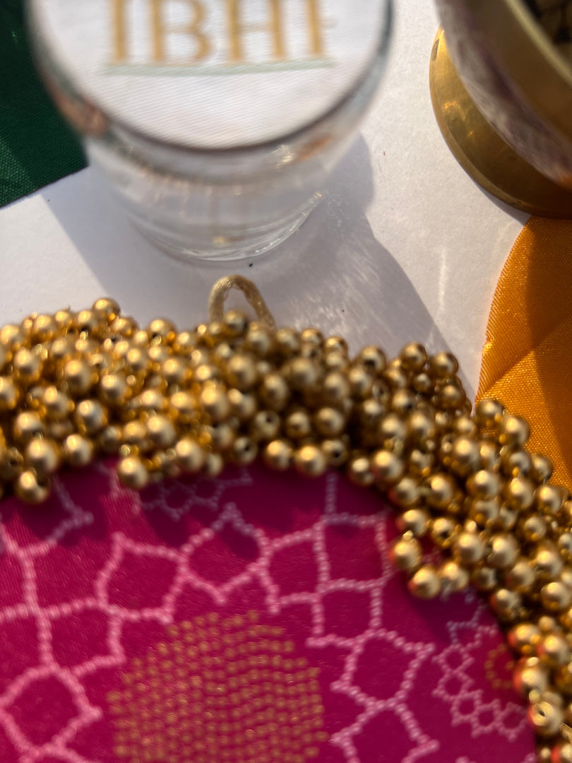 FIFO Platter: Golden Yellow + Maroon Navratna Patola
