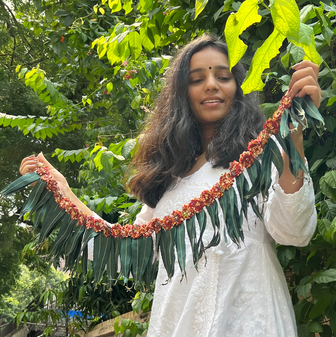 Mini Asopalav Tradition X Maroon & Pink Colloquial Divine Pichwai Toran: Two way (FLEXIBLE)