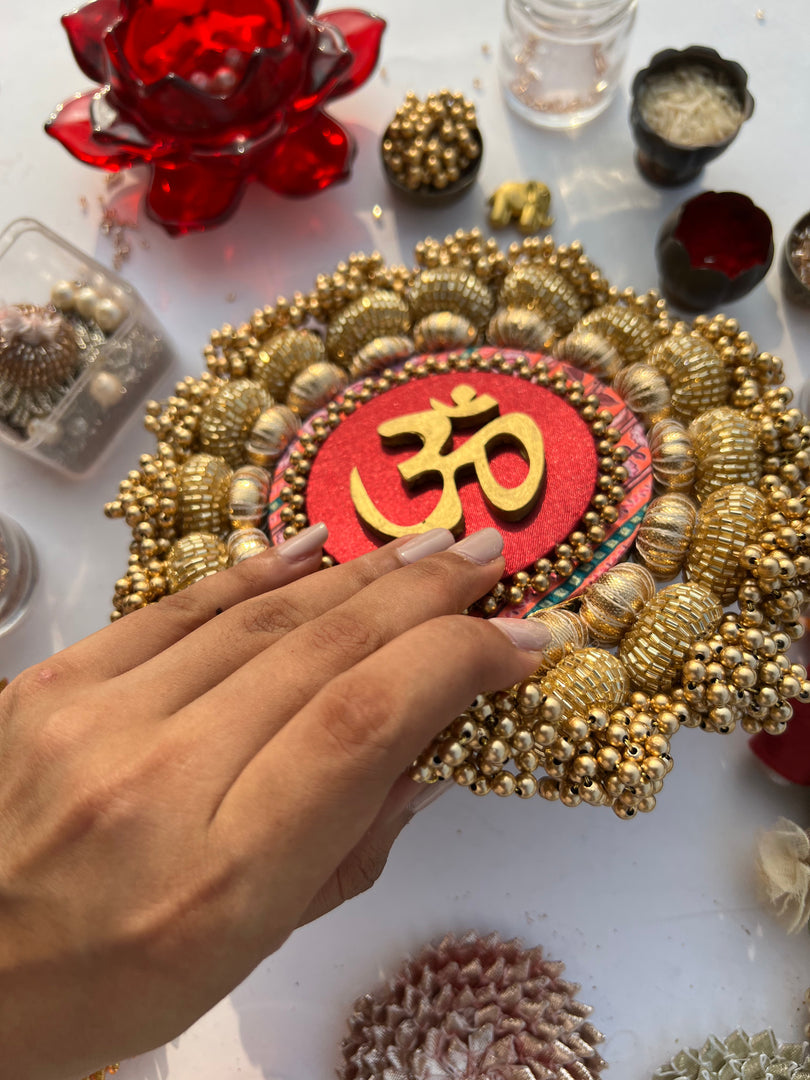 Chaandbali OM Platter: OG Inflorescence Divine Pichwai + Maroon Navratna Patola