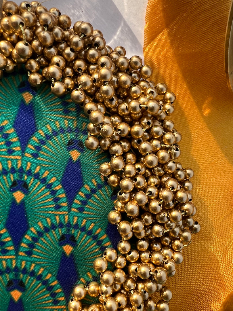 FIFO Platter: Golden Yellow + Maroon Navratna Patola