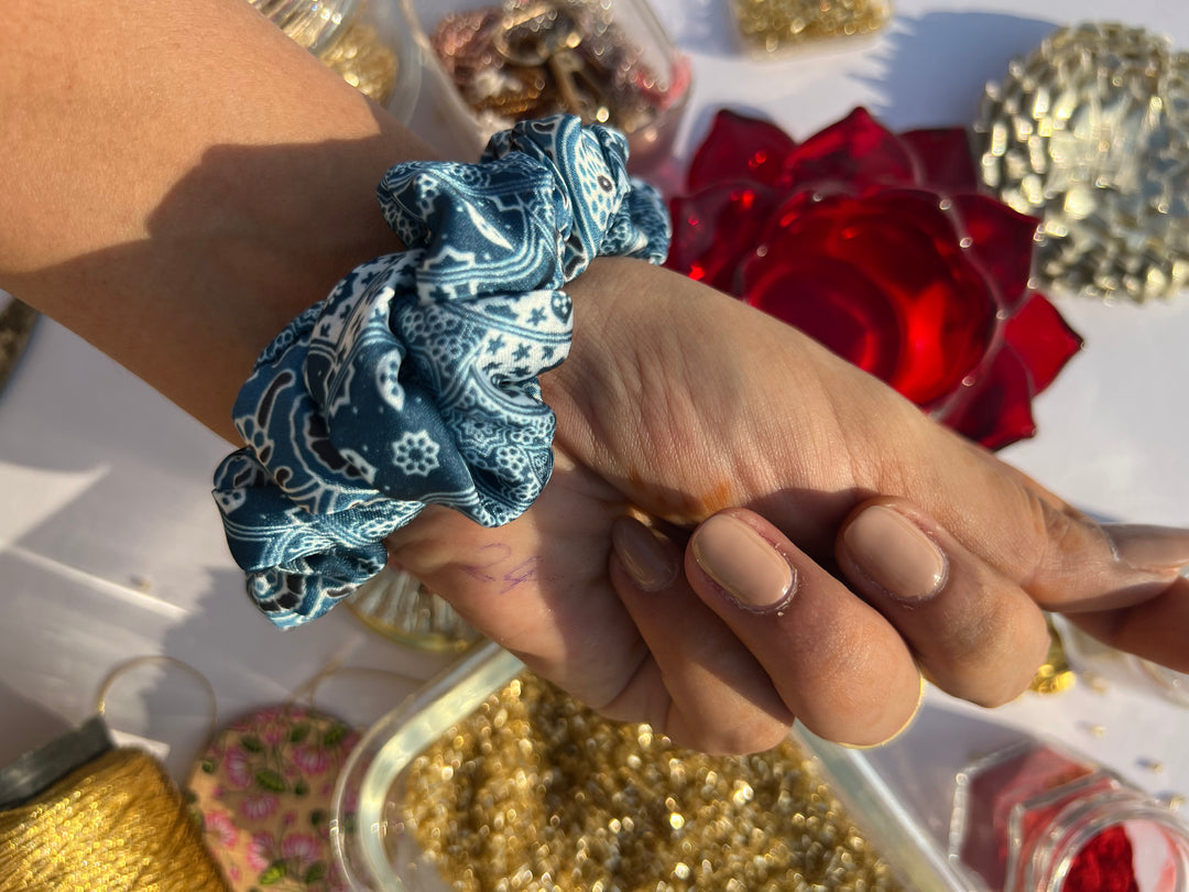 Turkish Hues Intense Ajrakh Scrunchie