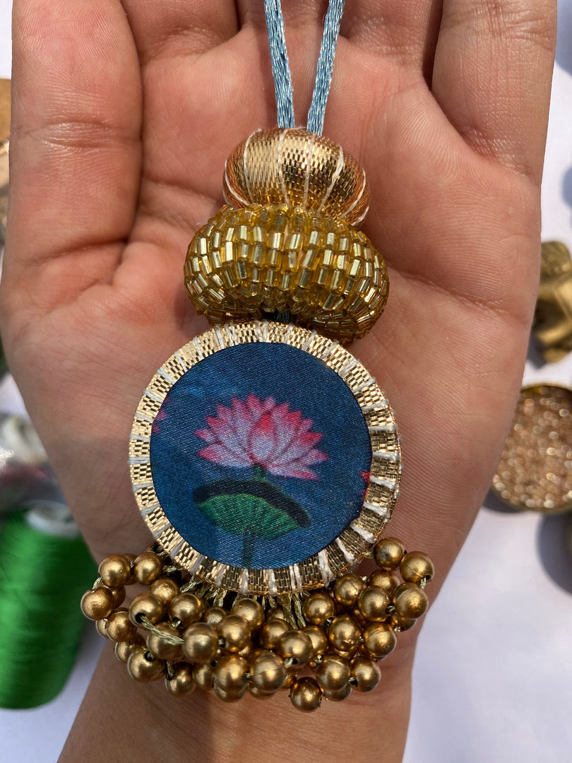 Pink Navratna Classic Glass Beaded Lumba