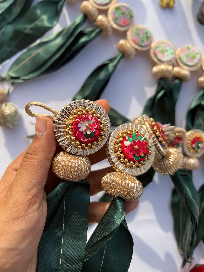 TWO WAY: Enchanted Maroon & Bottle Green Navratna Patola  Asopalav Toran (FLEXIBLE)