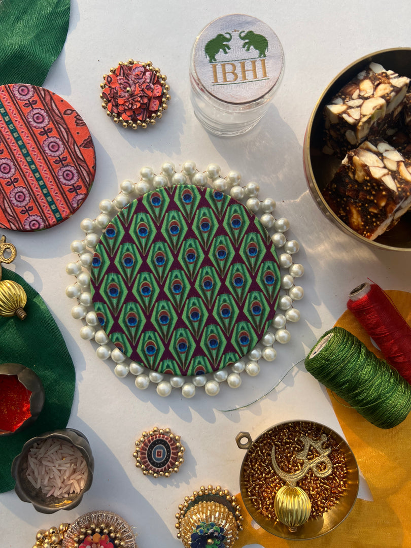 Pearl Beaded Platter: Idiosyncratic Divine Pichwai