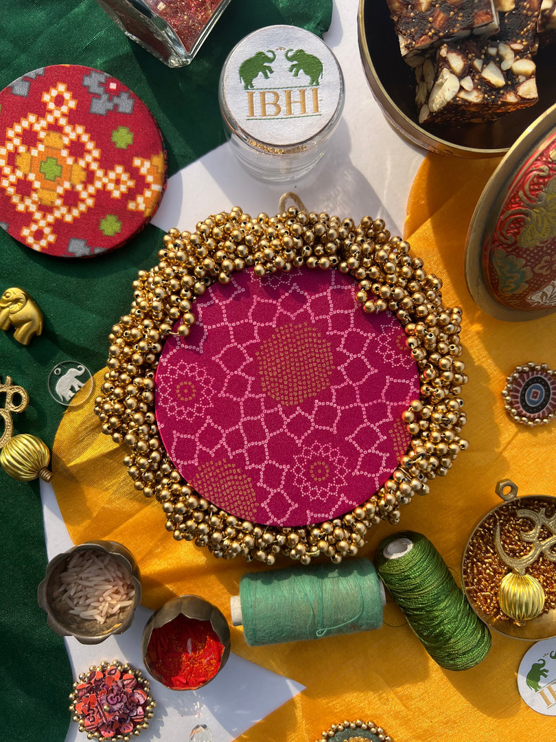 FIFO Platter: Golden Yellow + Maroon Navratna Patola